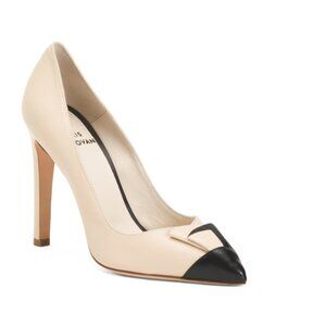 CHRIS DONOVAN Buff Made In Italy Leather Cygnus Pumps